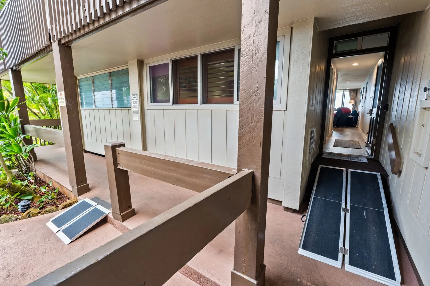 Portable ramp at the building entrance