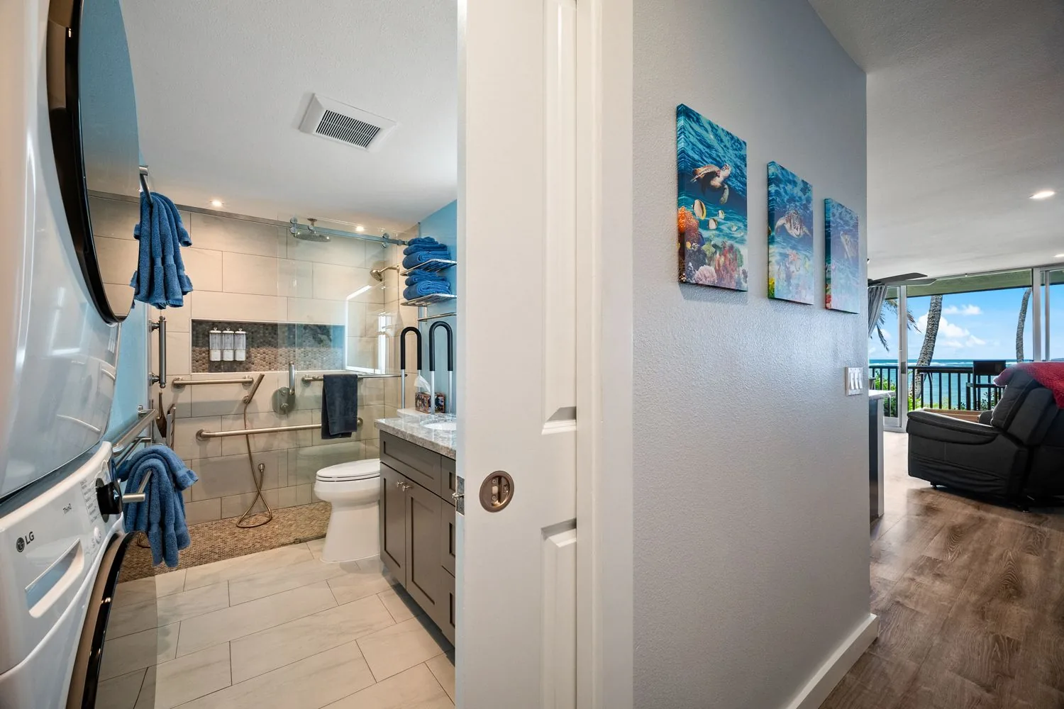 Bathroom viewed from the hallway
